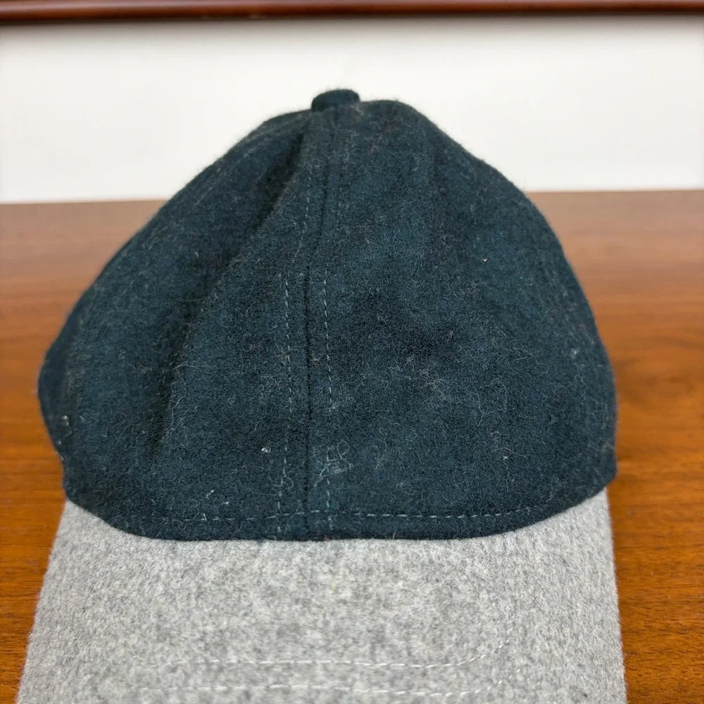 J Crew‎ Baseball Cap Mens One Size Two Tone Wool Blend Dark Green Grey Hat